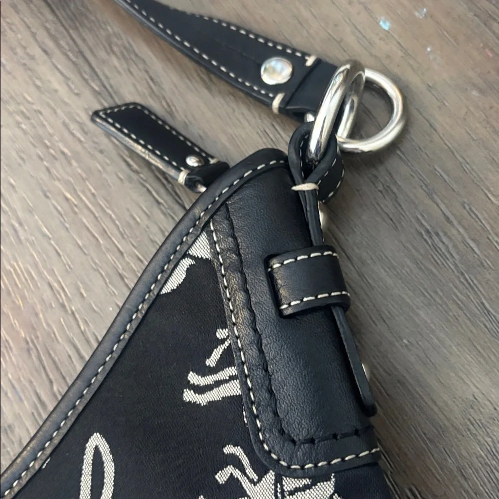 Coach vintage Horse & Carriage hobo shoulder bag black & grey canvas purse Y2K